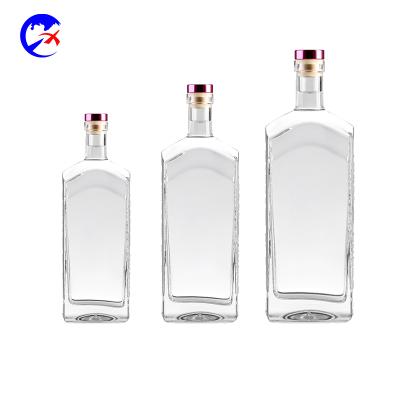 China 700ml Beverage Frosted Round Decal Vodka Glass Bottle Alcohol Liquor Bottle Whiskey Rum Bottle for sale