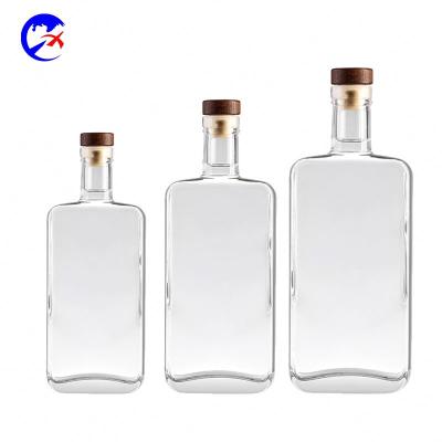 China Beverage 375ml 500ml Ice Glass Wine Bottle With Cork Clear Beverage Juice Bottle Custom Label Bottle for sale