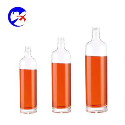 China 500ml Transparent Empty Glass Beverage Bottle With Screw Lid For Brandy Whiskey Storage Glass Packing Bottle for sale