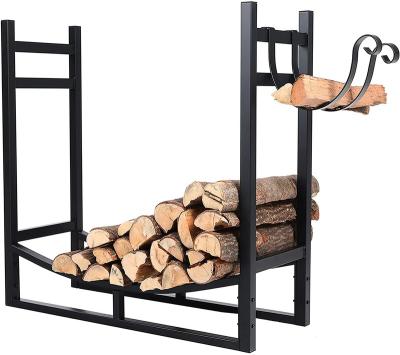 China Heavy Duty Indoor Outdoor Firewood Storage 3ft Firewood Storage Log Rack With Kindling Rack for sale