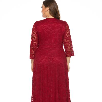 China 2022 china viable factory red lace dresses woman plus size club dresses for sale