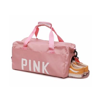 China Fashion Woman Waterproof Pink Gym Fleece Travel Bag With Shoe Compartment for sale