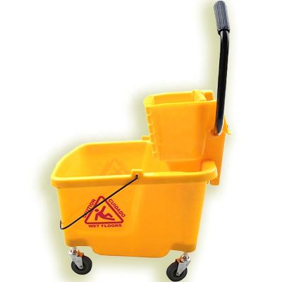 China 45L Wringer Mop Bucket With Down Press Juicer Plastic Janitor Cart 45L for sale