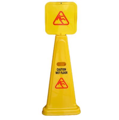 China Yellow Plastic Three Cone Floor Caution Wet Sign 310*310*950mm for sale