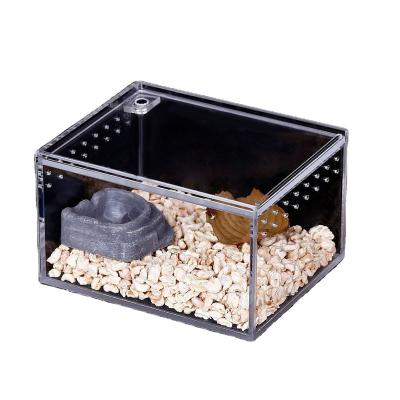 China One-Piece Viable Leak-Proof Pet Reptile Climbing Feeding Box Snake Box Pet Horned Frog Keeper Acrylic Feeding Box for sale