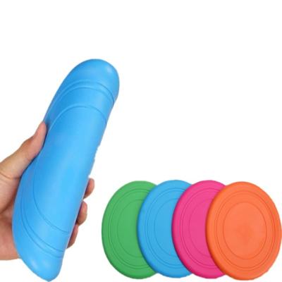 China Viable Flying Saucer Interaction Exercise Training Rubber Resistance To Perform Round OEM ODM Silica Gel Doggie Pet Flight Disc Toy for sale