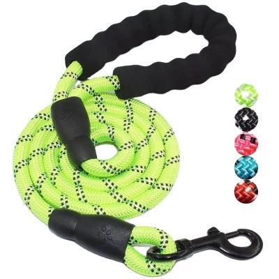 China Factory Direct Sales Dog Walking Leash Night Foam Round Rope Reflective Nylon Outdoor Dog for sale