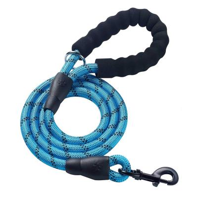 China Direct Sales Round Rope Handle Dog Walking Leash Multicolor Foam Reflective Nylon Outdoor Dog Overnight for sale