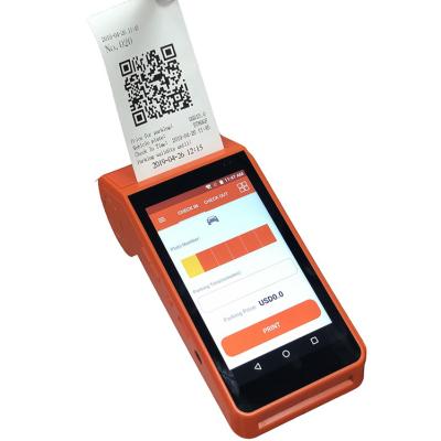 China Black And White Touch Screen Android Smart POS Terminal For Car Parking Tickets Printing With Barcode Scanner for sale