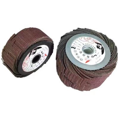 China Metal surface polishing Wire Drawing Abrasive Cloth Flap Wheel Sanding With Shaft Polishing Wheel Sand Paper for sale