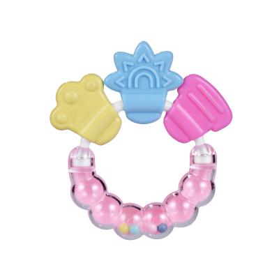 China 100%food grade silicone colorful baby rattle Teether Baby Chew Teether Toy Food Grade Teether for sale