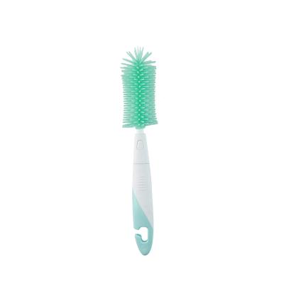 China New Safety Design Silicone Baby Bottle Brush BPA Free Baby Nipple Nipple Cleaning Brush with Removable Bristle for sale