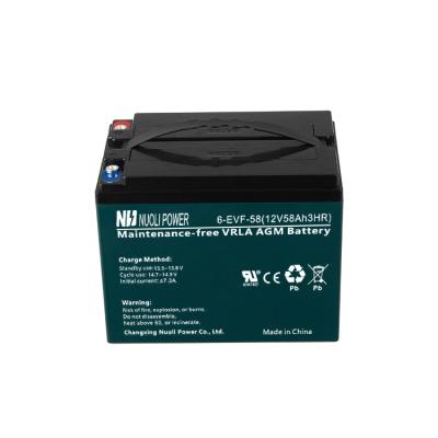 China Toys Environmental Friendly 12V58Ah Safe To Use 6-EVF-58 Lead Acid Battery for sale