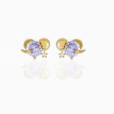 China Hot Selling Kitty Cat Zircon Tiny Cute Brass Earrings Stud Earring Fashion Jewelry Lovely Piercing Gold Plated Earrings for sale