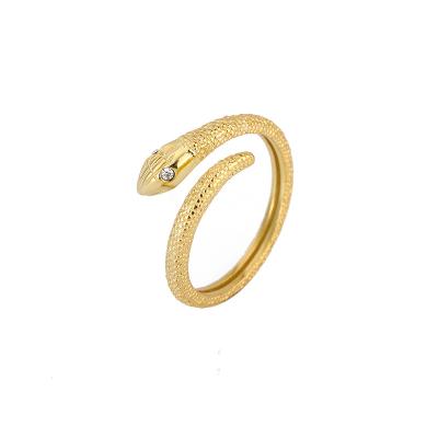 China FASHIONABLE Trending Women Shape Jewelry Brass Gold Plated Zircon Snake Design Relizable Rings for sale