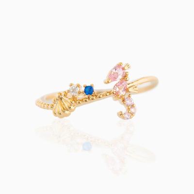 China TRENDY Women's 18K Gold Plated Cubic Zirconia Marine Animal Crab Whale Finger Rings for sale