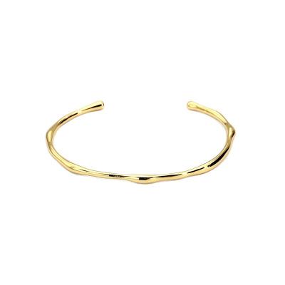 China 14k Gold/Rhodium Plating Cuff Bangle European Fashionable CIA Brass Jewelry Three-Dimensional Geometric Irregular Adjustable Open Bangle Bracelet for sale