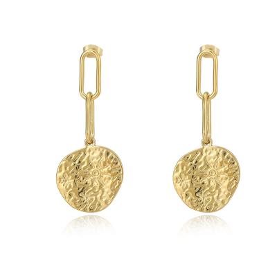 China TRENDY Winter Women Fashion Star Round Shape Stainless Steel Earrings 18k Gold Plated Jewelry for sale