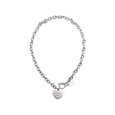 China TRENDY Heart Toggle Letter Love Clasp Woman Hip Hop Stainless Steel Link Chain Choker Pendant Necklace for sale