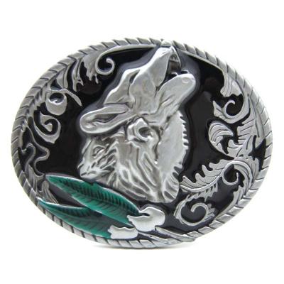 China Wholesale western style western buckle 3D howl wolf belt buckle new vintage, primitive western 3D belt buckle vintage for sale