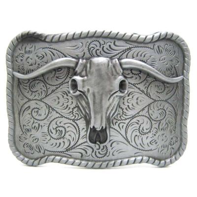 China Large Bull Head Buckle Western Wholesale New Style With Square Edges 3D Wavy Western Belt Buckle, Village Pile 3D Primitive Western Belt Buckle for sale