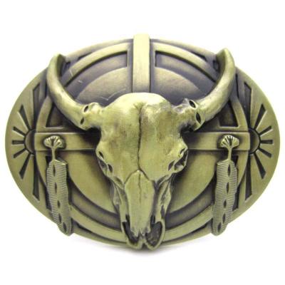 China Wholesale Western Buckle New Style 3D Bull Head Shape Western Belt Buckle, 3D Clan Primitive Western Belt Buckle for sale