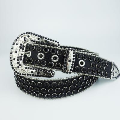 China Gift Factory Direct Sales Brilliant Men's Genuine Leather Rhinestone Western Belt for sale