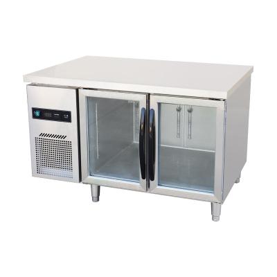 China Single-temperature Preservation Worktable Energy-saving Blue Light Glass Kitchen With Obvious Food Preservation Machine for sale