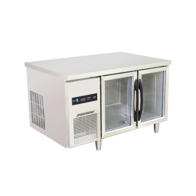 China Single-temperature Preservation Worktable Energy-saving Blue Light Glass Kitchen With Obvious Food Preservation Machine for sale