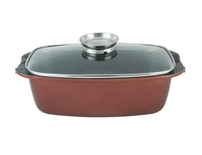 China Die Cast Aluminum Sustainable Rotisserie Square Shape Casserole With Bottom Induction Hole Non Stick Liner for sale