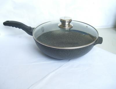 China Durable Cast Aluminum Nonstick Wok Pan With Induction And Marble Bottom Coating For Cooking for sale