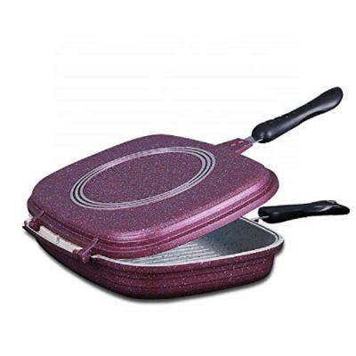 China Durable Cast Aluminum Non-Stick Double Sided Grill Pan With Stone And Ceramic Coating for sale