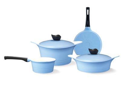 China 6pcs 24cm/28cm Sustainable Casserole &16cm Sauce Pan &28cm Frying Pan Die Cast Aluminum Nonstick Cookware Set for sale