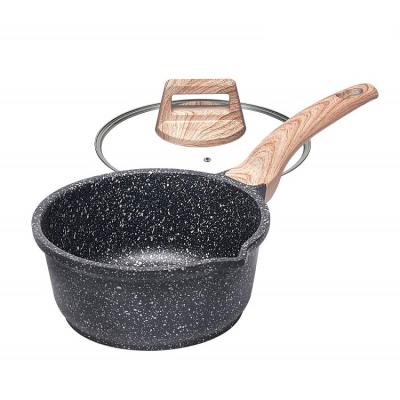 China Sustainable Cast Aluminum Nonstick Sauce Pot Casserole With Induction And Marble Bottom Coating for sale