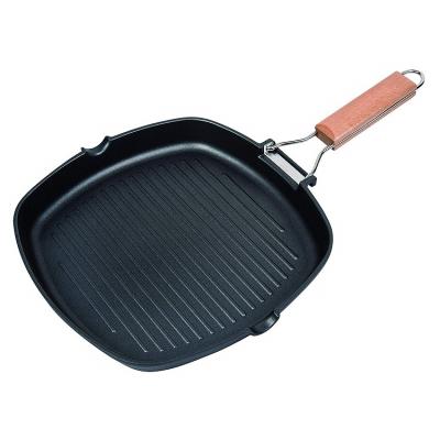 China Durable Foldable Die Cast Aluminum Non-Stick Square Grill Pan With Induction Bottom for sale