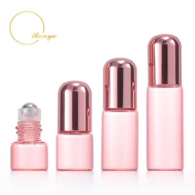 China High Quality Perfume Packaging 5ml 10ml Rose Gold Ball Cap Glass Perfume Bottle Essential Oil Roller Bottles Ball Bottles for sale