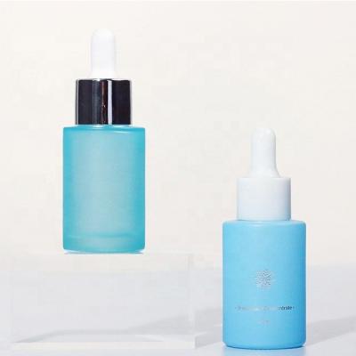 China Cosmetic Printing 15ml 30ml Custom Silk Round Glass Dropper Bottles Essential Oil Bottle Customize Frosted Cosmetic Bottle for sale