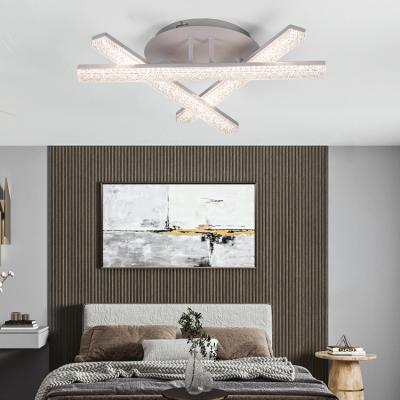 China Surface Mounted Modern Luxury Bedroom Living Room Crystal Decorative Remote Control Dimmable Led Ceiling Light for sale