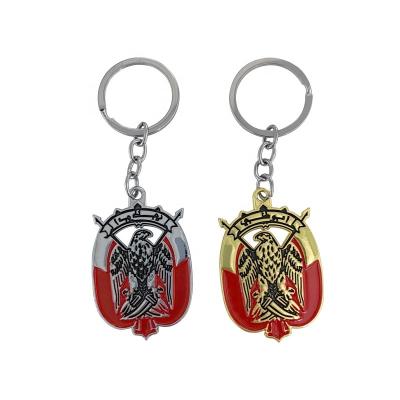 China Wholesale Gift Small Car Souvenir Abu Dhabi UAE Hawk Key Chain 3D Metal Modification Promotion Gift Car Key Pendant for sale