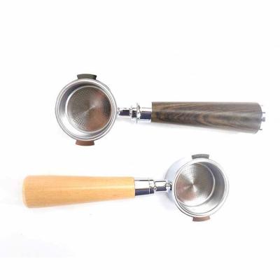 China Bartender Tool Wood Handle SUS 304 Bottomless Two Ear Portafilter 51mm Sustainable 2 Ears For Delonghi Cafe Accessories for sale