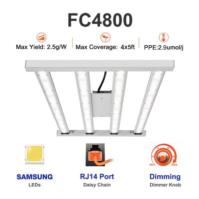 China Best Selling CrxSunny FC4800 450W Samsung LM301B Dimming RJ Port Wire Led Grow Light Full Spectrum 450w IR UV Led Grow Light Bar For Indoor Plants for sale