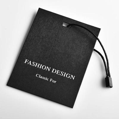 China Factory Direct Supply Custom Debossed Recyled Printing Black Fashion Design Classic Clothing Hang Tags for sale