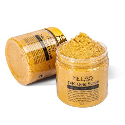 China 24k Face Organic Gold Body Exfoliator Private Label High Quality Whitening Deep Cleansing Illuminating White Scrub MELAO-W003 for sale