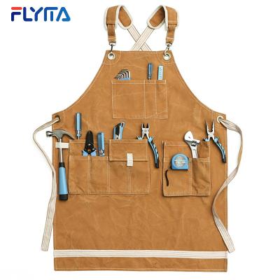 China Multipoket Comfy Waterproof Apron Cafe Salon Hairdresser Custom Sleeveless Gardening Leather Apron for sale