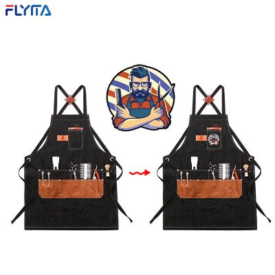 China Custom logo aprons hairdresser sink apron leather canvas nail stylist makeup tech comfortable waterproof BBQ front aprons for sale