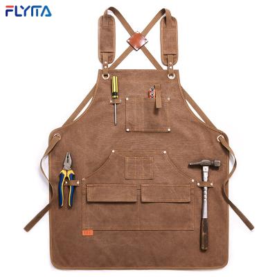 China Comfy Denim Apron With Pockets Vintage Grooming Hair Apron Makers Tool Cross Back Camping Printed Gardening Apron for sale