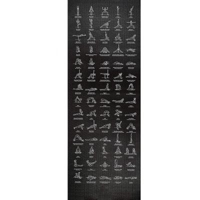 China Illustrated Non-Toxic Fitness Mat Printed w/70 Instructional Yoga Poses 24 Inches Wide 68 Inches Long for sale