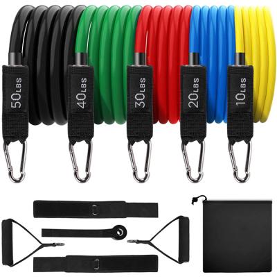 China High Elastic Strength 11 Pack Exercise Band Home Indoor Gym Exercise Band With Anchor And Door Handles for sale