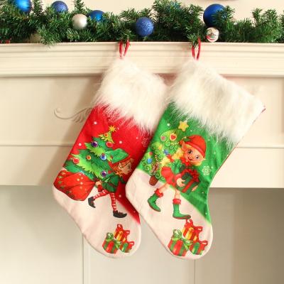 China Festival Performance Decoration Christmas Cartoon Elf Christmas Beans Ornaments Plush Christmas Tree Gift Bag Children's Gift Bag for sale