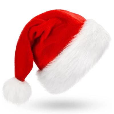 China Festival Performance Decoration New Year Party Santa Hat Classic Thickened Cozy Comfortable Santa Hat for Adult Christmas Party Supplies for sale